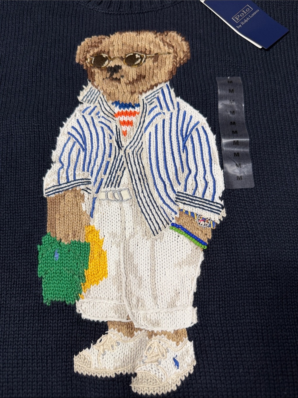 Polo by Ralph Lauren Navy Bear-Embroidered Cotton Crewneck Sweater M NWT - Picture 4 of 9